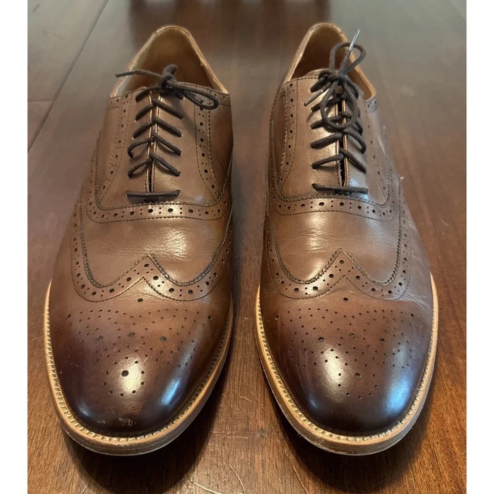 JWN John W Nordstrom Preston Men's 15 M Brown Leather Wingtip Oxford Dress Shoes